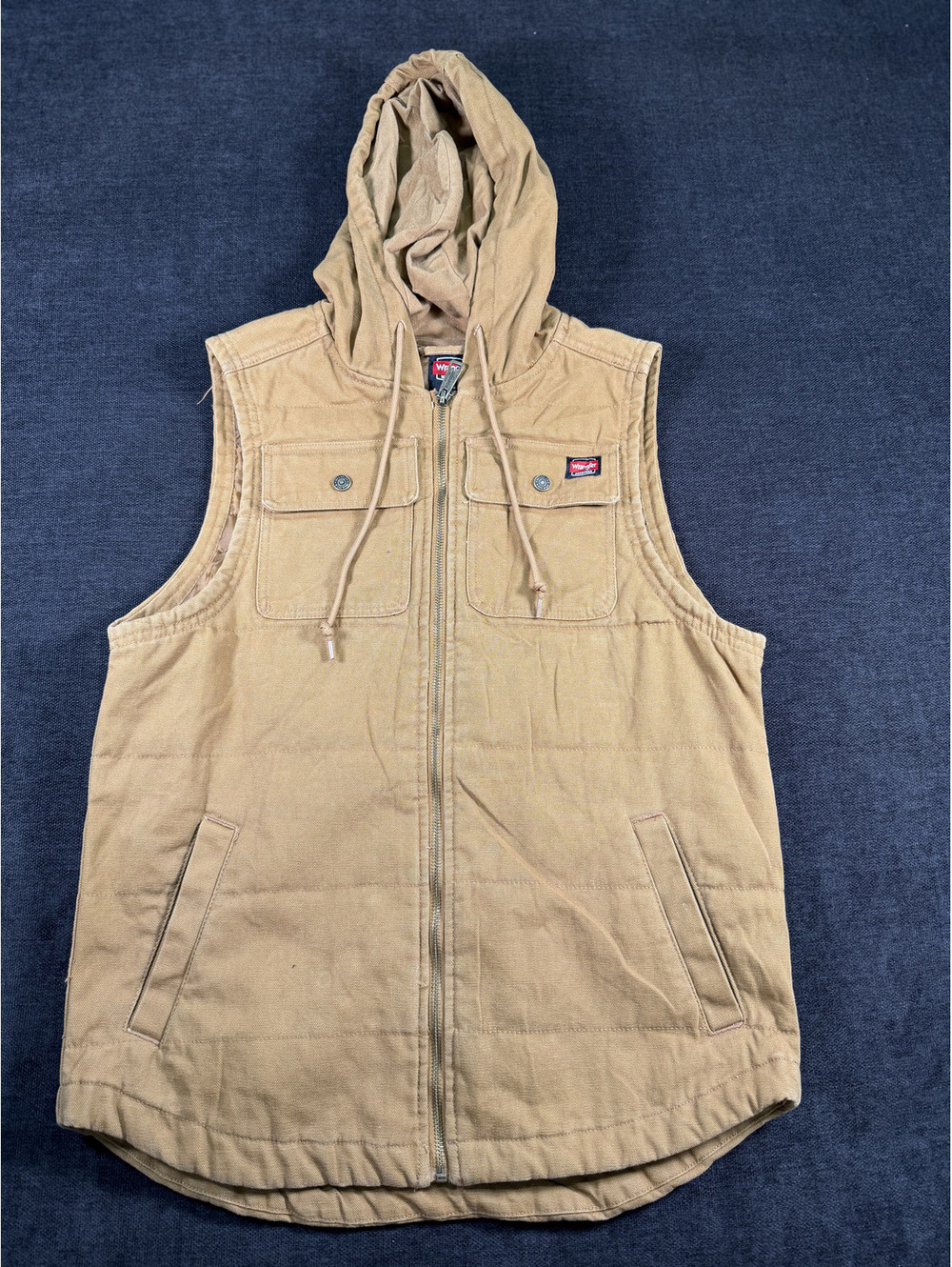 Wrangler Workwear Sleeveless Hooded Vest, Size M (38-40), Tan